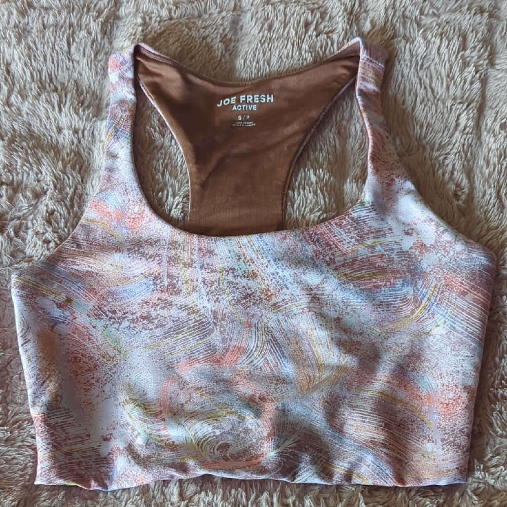 4/$20 Joe Fresh Abstract Multicolor Sports Bra